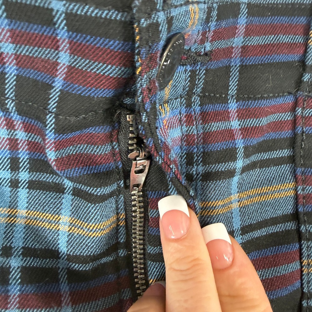 Y2K‎ Plaid Cargo Skirt Juniors 17 Blue Tartan Mini Utility Pockets Grunge Punk - Picture 3 of 11